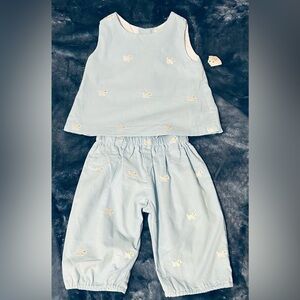 NWT Funtasia Too Puppy Dog Blue Corduroy Swing Top Pants Sz 9 M